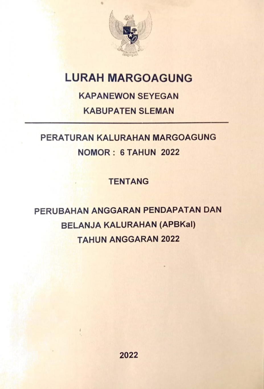 Perubahan APB Kalurahan 2022
